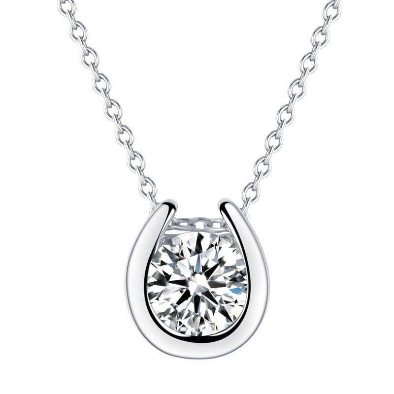Collier pendentif fer à cheval S925 Argent 1ct Moissanite D-VVS1, plaqué platine + - IVOIRART.COM