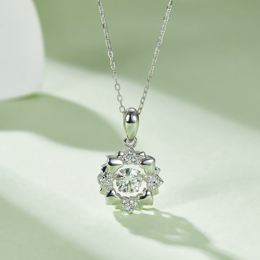 Collier Pendentif Fleur en Moissanite 0,5 ct D VVS1 Argent Sterling S925 45 cm Plaqué Platine Coffret Cadeau Certifié GRA - IVOIRART.COM