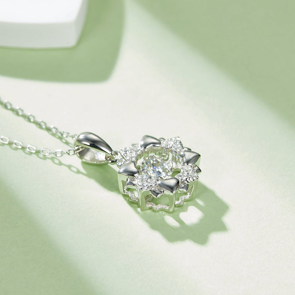 Collier Pendentif Fleur en Moissanite 0,5 ct D VVS1 Argent Sterling S925 45 cm Plaqué Platine Coffret Cadeau Certifié GRA - IVOIRART.COM