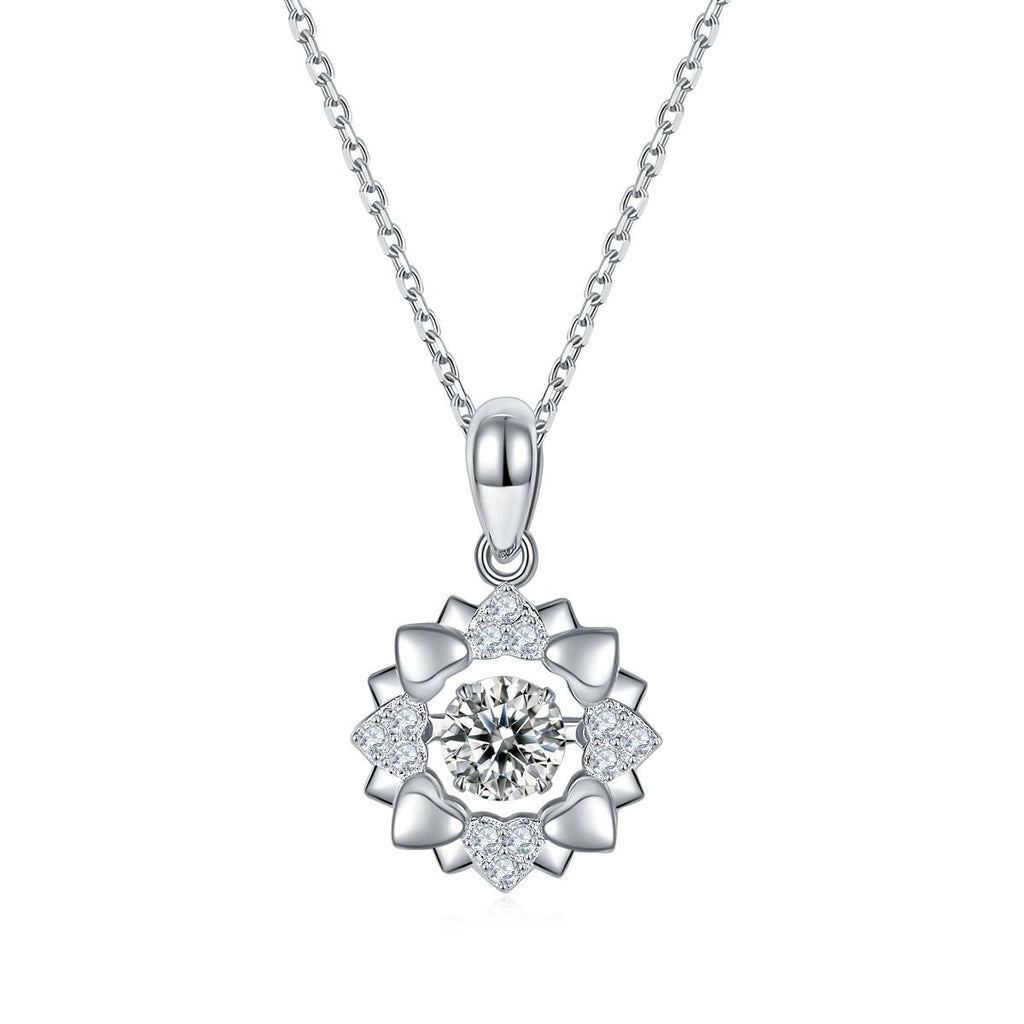 Collier Pendentif Fleur en Moissanite 0,5 ct D VVS1 Argent Sterling S925 45 cm Plaqué Platine Coffret Cadeau Certifié GRA - IVOIRART.COM