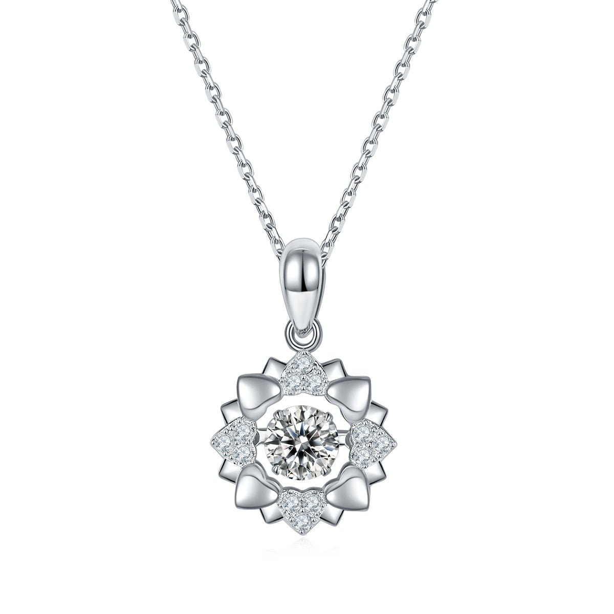 Collier Pendentif Fleur en Moissanite 0,5 ct D VVS1 Argent Sterling S925 45 cm Plaqué Platine Coffret Cadeau Certifié GRA - IVOIRART.COM