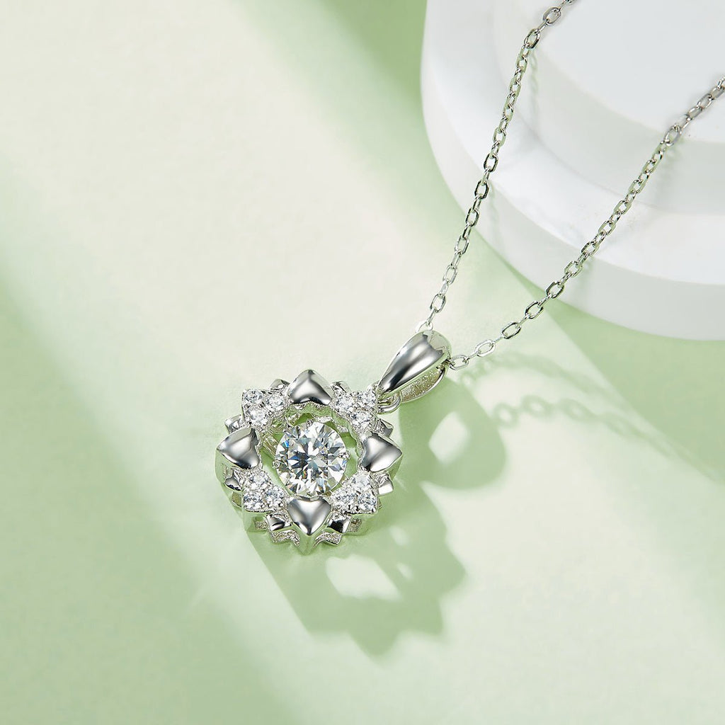 Collier Pendentif Fleur en Moissanite 0,5 ct D VVS1 Argent Sterling S925 45 cm Plaqué Platine Coffret Cadeau Certifié GRA - IVOIRART.COM