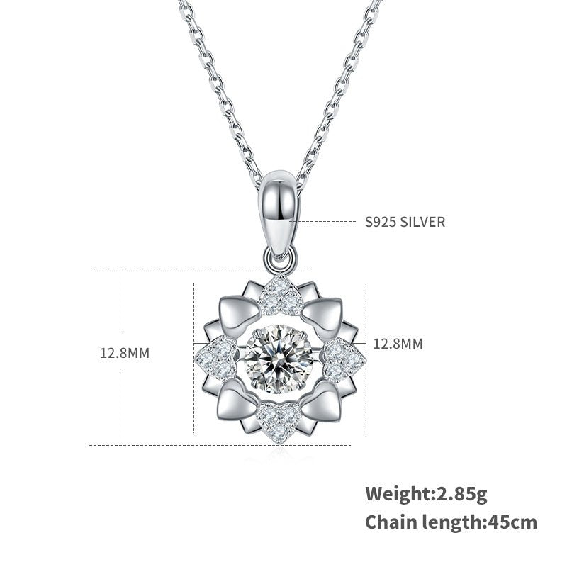 Collier Pendentif Fleur en Moissanite 0,5 ct D VVS1 Argent Sterling S925 45 cm Plaqué Platine Coffret Cadeau Certifié GRA - IVOIRART.COM