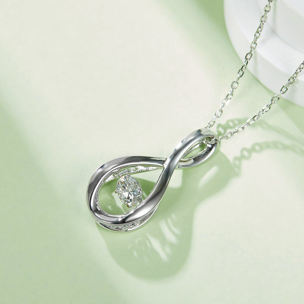 Collier pendentif infini en argent sterling S925, Moissanite 0,5 ct D VVS1, plaqué platine, 45 cm, certificat GRA, boîte cadeau - IVOIRART.COM
