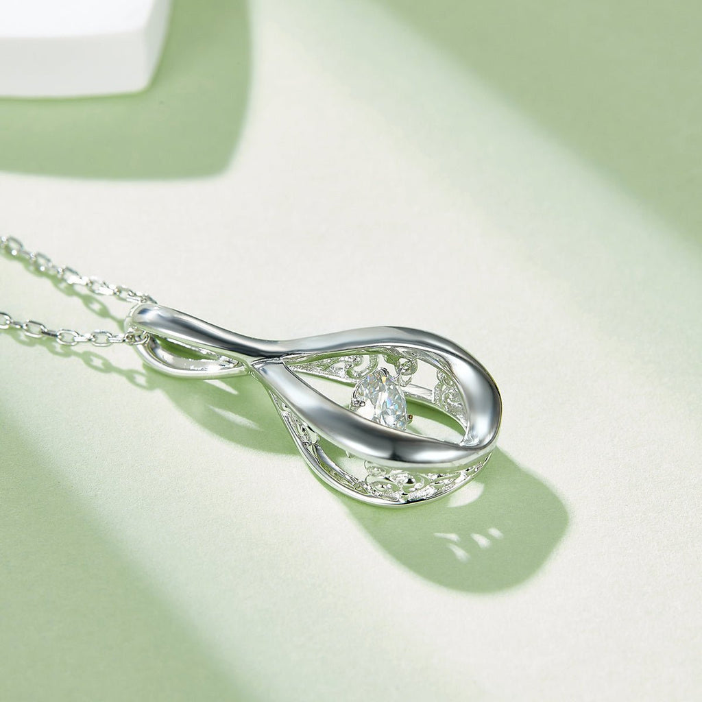 Collier pendentif infini en argent sterling S925, Moissanite 0,5 ct D VVS1, plaqué platine, 45 cm, certificat GRA, boîte cadeau - IVOIRART.COM