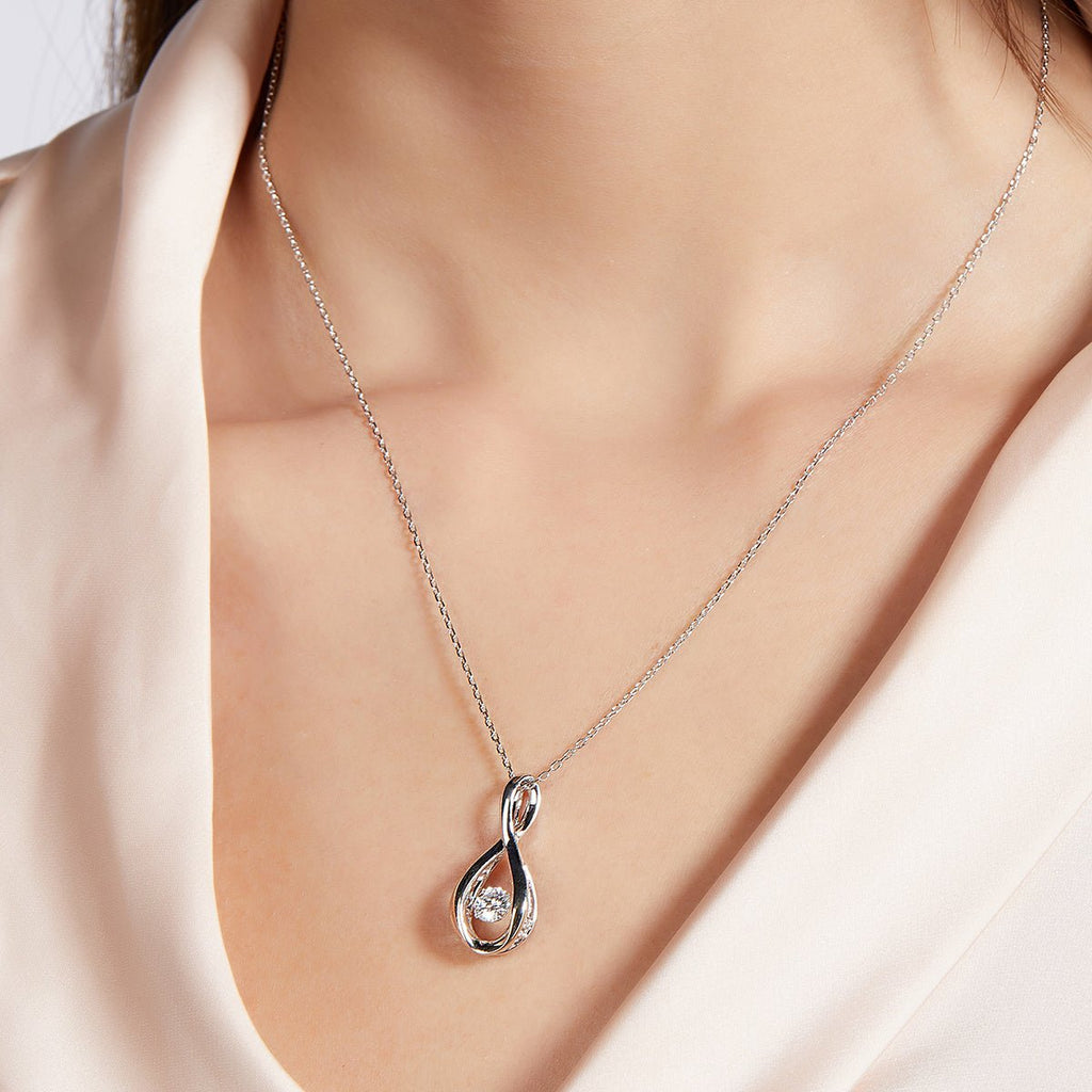 Collier pendentif infini en argent sterling S925, Moissanite 0,5 ct D VVS1, plaqué platine, 45 cm, certificat GRA, boîte cadeau - IVOIRART.COM