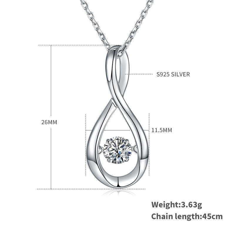 Collier pendentif infini en argent sterling S925, Moissanite 0,5 ct D VVS1, plaqué platine, 45 cm, certificat GRA, boîte cadeau - IVOIRART.COM
