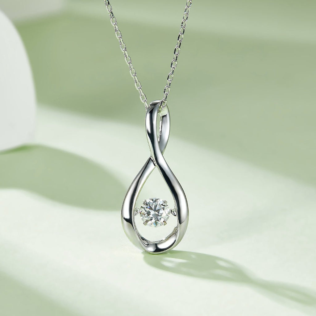 Collier pendentif infini en argent sterling S925, Moissanite 0,5 ct D VVS1, plaqué platine, 45 cm, certificat GRA, boîte cadeau - IVOIRART.COM