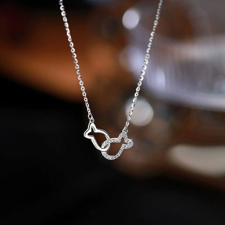 Collier Poisson Creux & Pavé en Argent Sterling 999, Style Élégant et Tendance, Cadeau Idéal Anniversaire et Fêtes - IVOIRART.COM