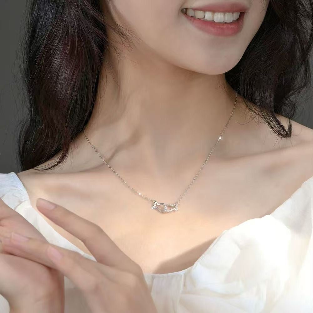 Collier Poisson Creux & Pavé en Argent Sterling 999, Style Élégant et Tendance, Cadeau Idéal Anniversaire et Fêtes - IVOIRART.COM