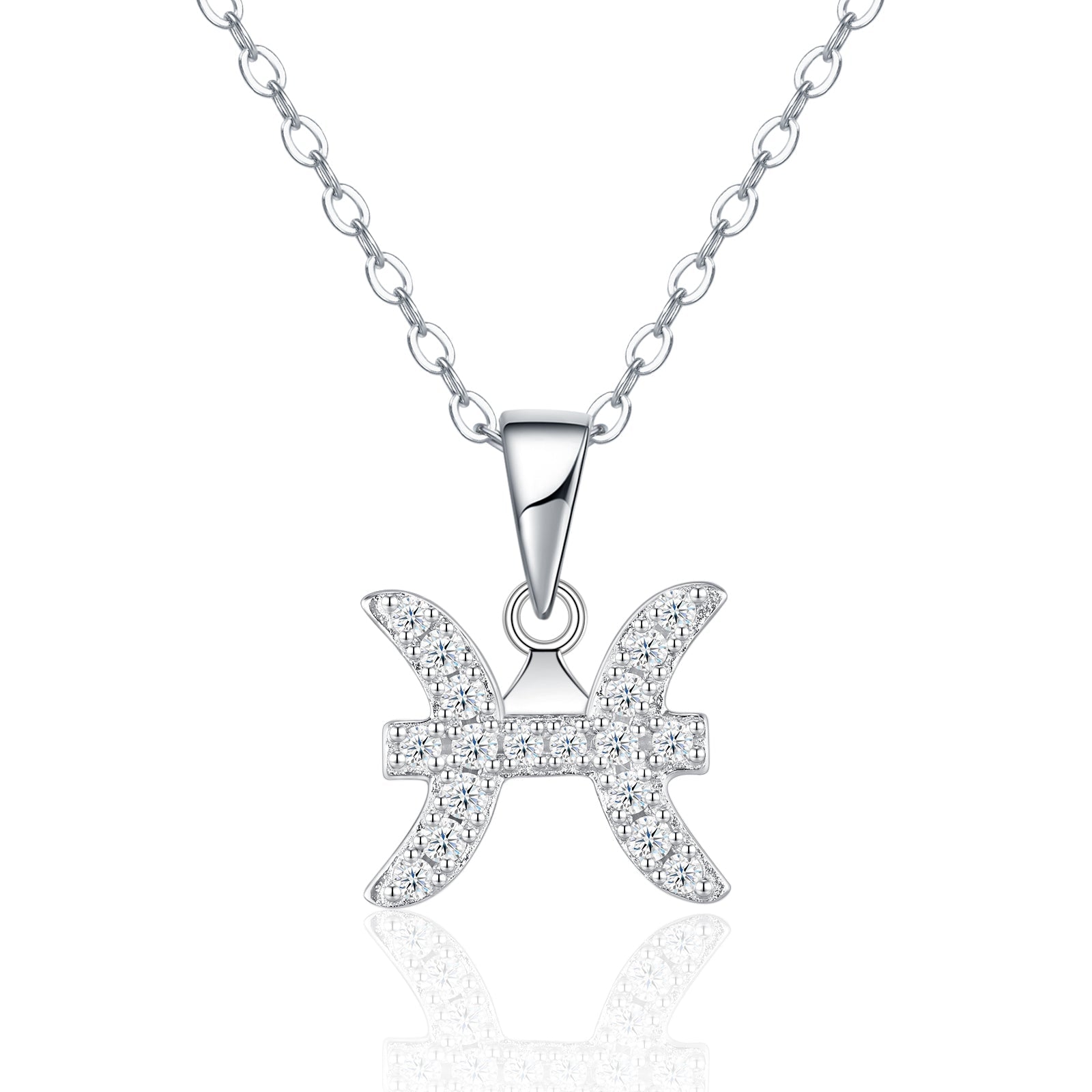 Collier Poissons en Argent Sterling S925 avec Moissanite VVS1 D, Plaqué Platine 3,2g - IVOIRART.COM