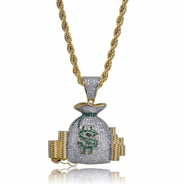 Collier porte - monnaie hip - hop tendance - bijou en alliage neuf et stylé - IVOIRART.COM