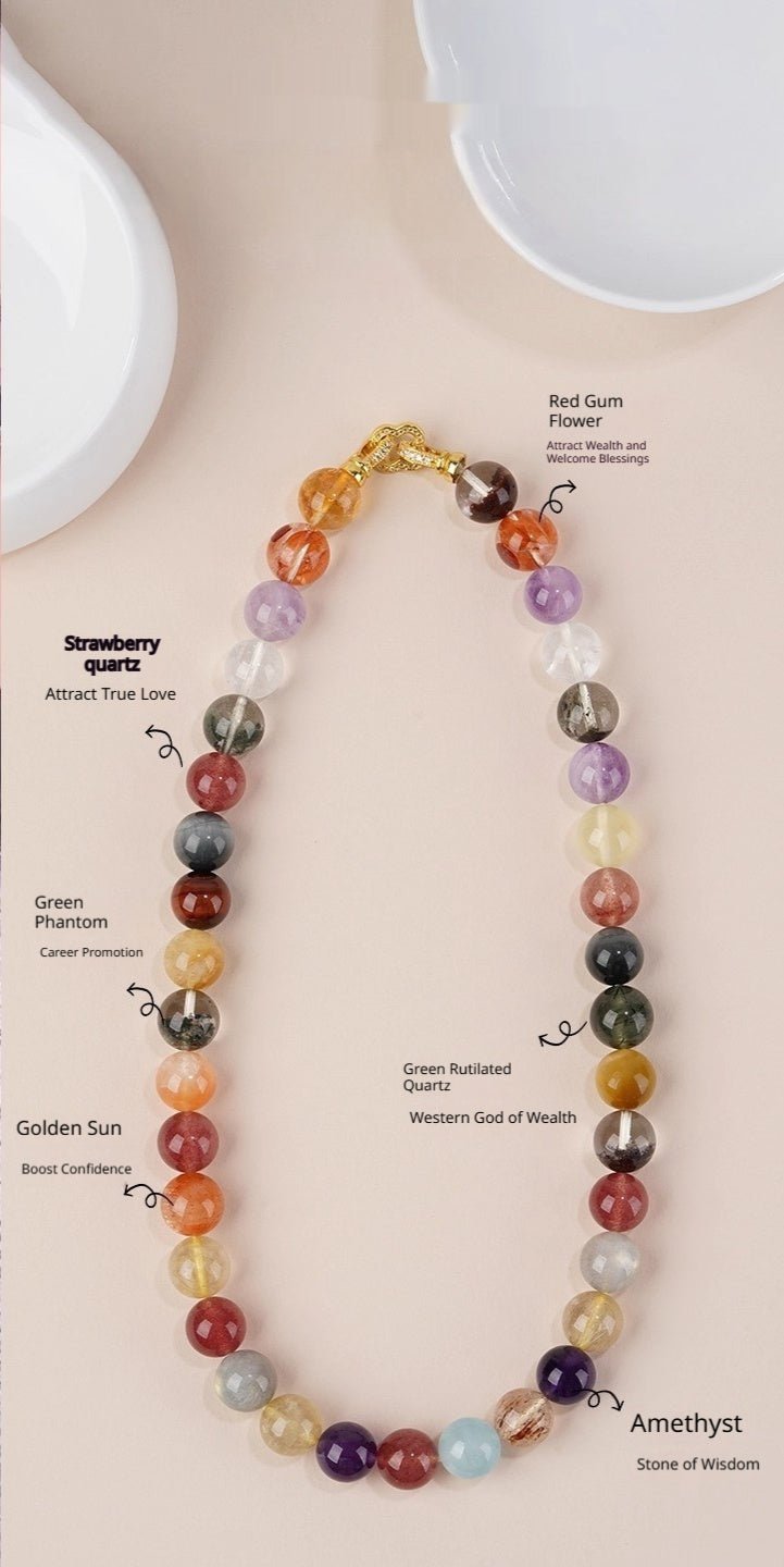 Collier pour femme élégant et unique en perles de cristal naturel, style pastoral - IVOIRART.COM