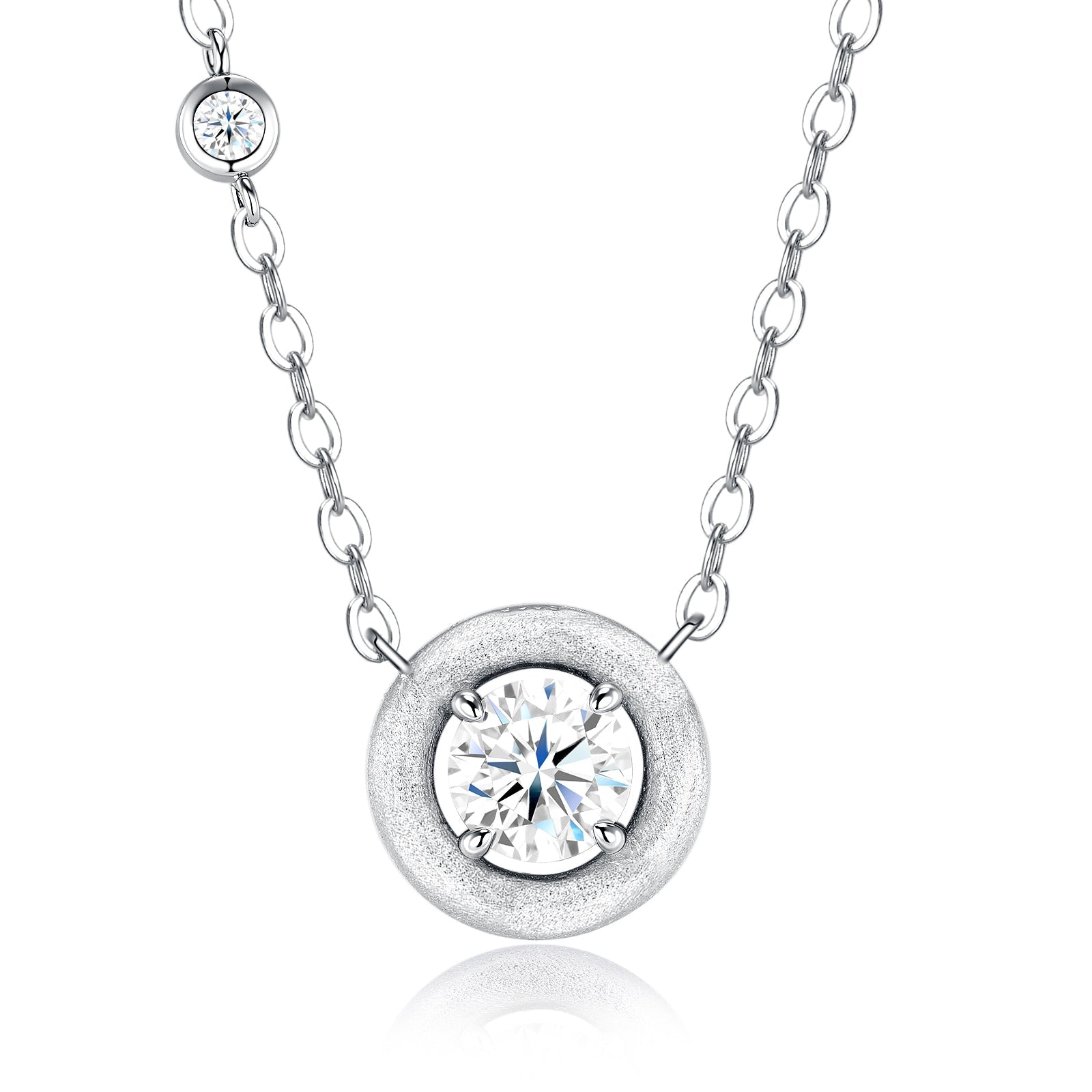 Collier pour Femmes en Argent S925 avec Moissanite D Couleur VVS1 Taille Ronde - IVOIRART.COM