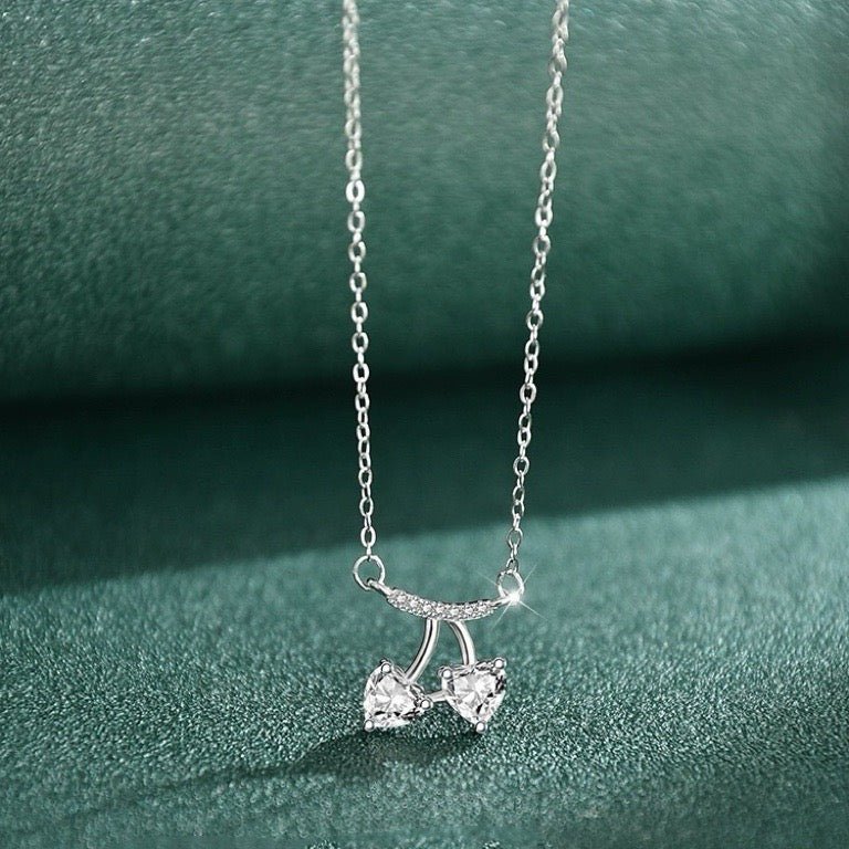 Collier ras-du-cou cerise élégant en argent sterling 999 avec zircone, cadeau idéal - IVOIRART.COM