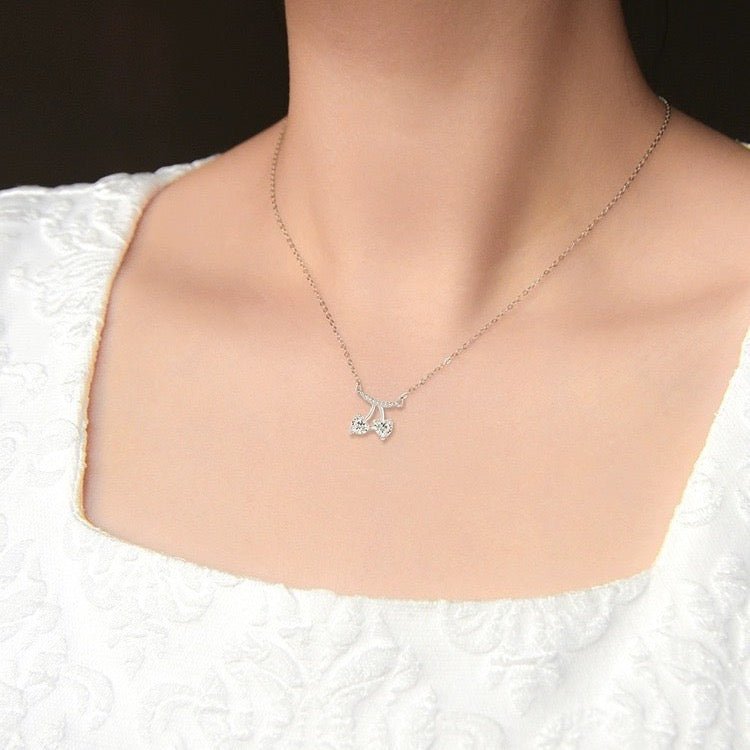 Collier ras-du-cou cerise élégant en argent sterling 999 avec zircone, cadeau idéal - IVOIRART.COM