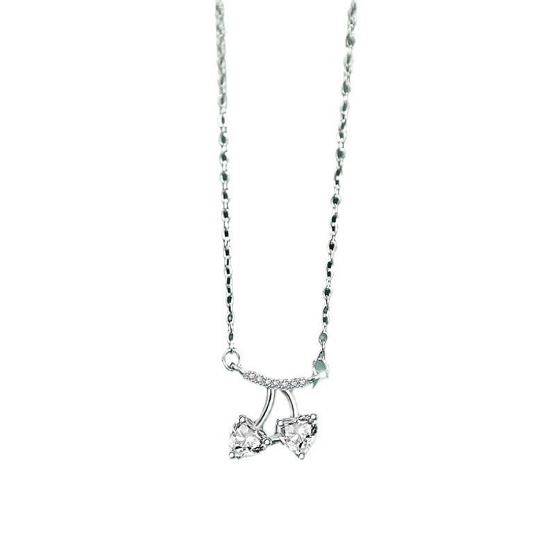 Collier ras-du-cou cerise élégant en argent sterling 999 avec zircone, cadeau idéal - IVOIRART.COM