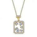 Collier Rectangulaire Géométrique en Argent Sterling S925 avec Moissanite D Couleur VVS1 Taille Mixte, Chaîne 45 cm, Plaqué Or Platine, Coffret Cadeau - IVOIRART.COM