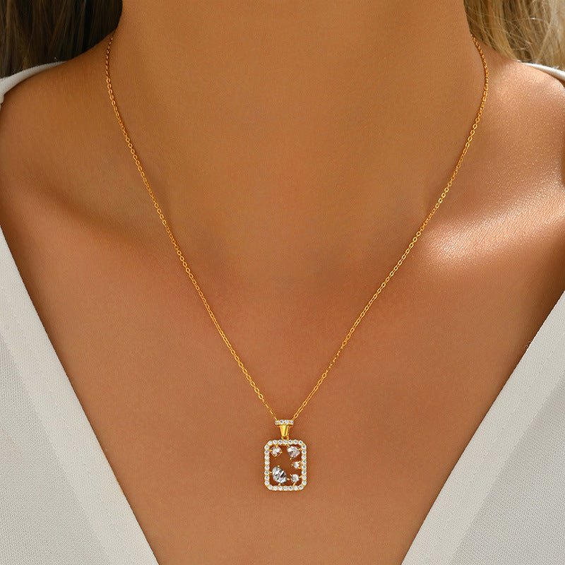 Collier Rectangulaire Géométrique en Argent Sterling S925 avec Moissanite D Couleur VVS1 Taille Mixte, Chaîne 45 cm, Plaqué Or Platine, Coffret Cadeau - IVOIRART.COM
