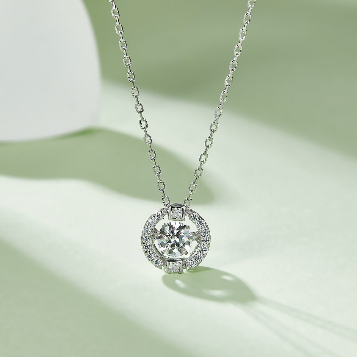 Collier S925 Argent Sterling 0,5 ct Moissanite D Couleur VVS1 Halo 45 cm - IVOIRART.COM