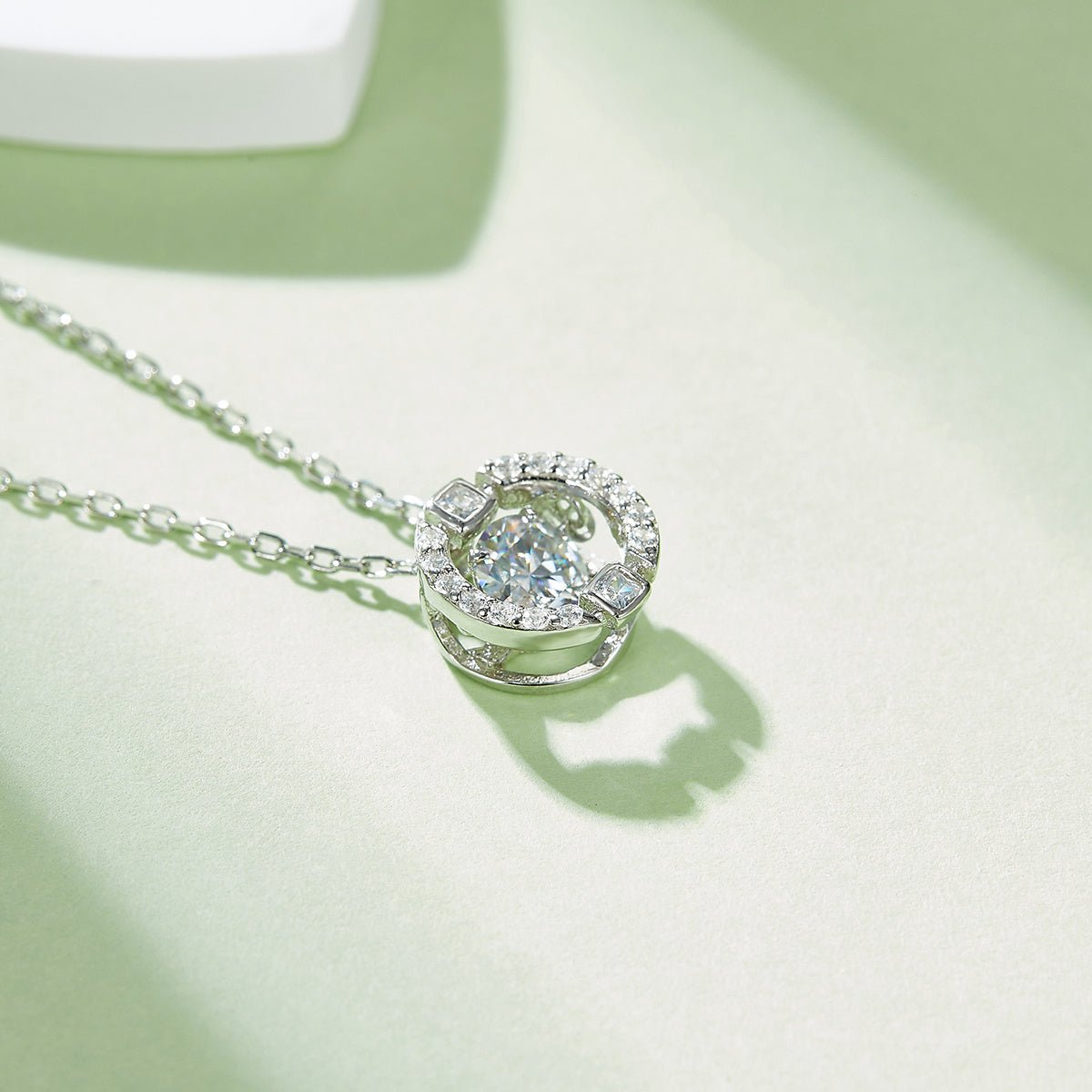 Collier S925 Argent Sterling 0,5 ct Moissanite D Couleur VVS1 Halo 45 cm - IVOIRART.COM