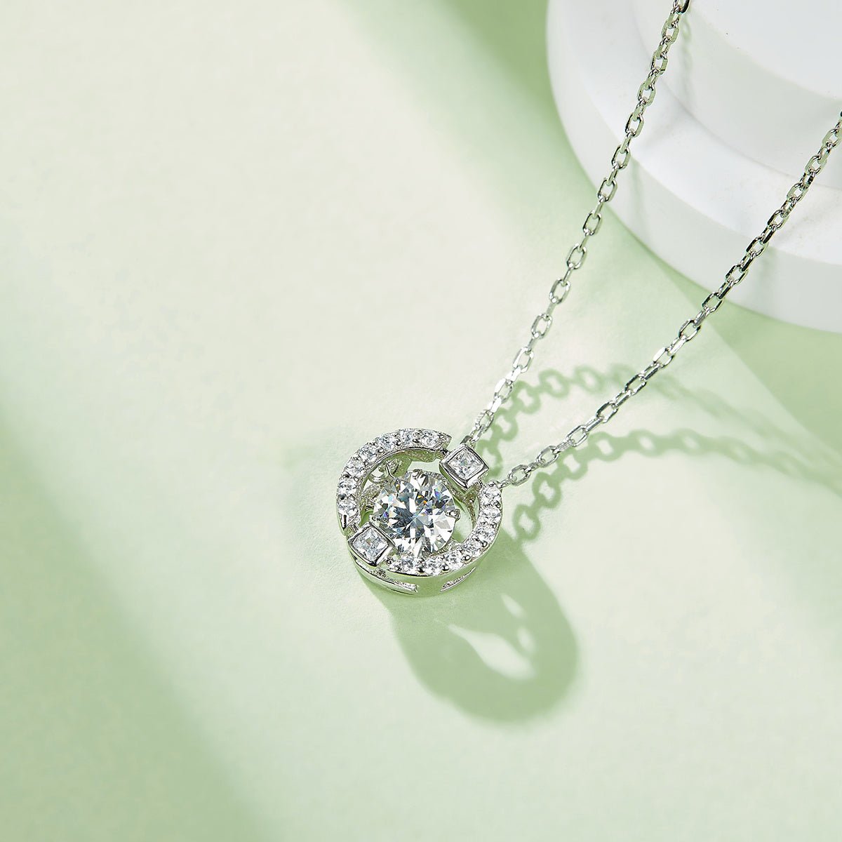 Collier S925 Argent Sterling 0,5 ct Moissanite D Couleur VVS1 Halo 45 cm - IVOIRART.COM