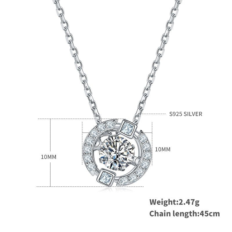 Collier S925 Argent Sterling 0,5 ct Moissanite D Couleur VVS1 Halo 45 cm - IVOIRART.COM