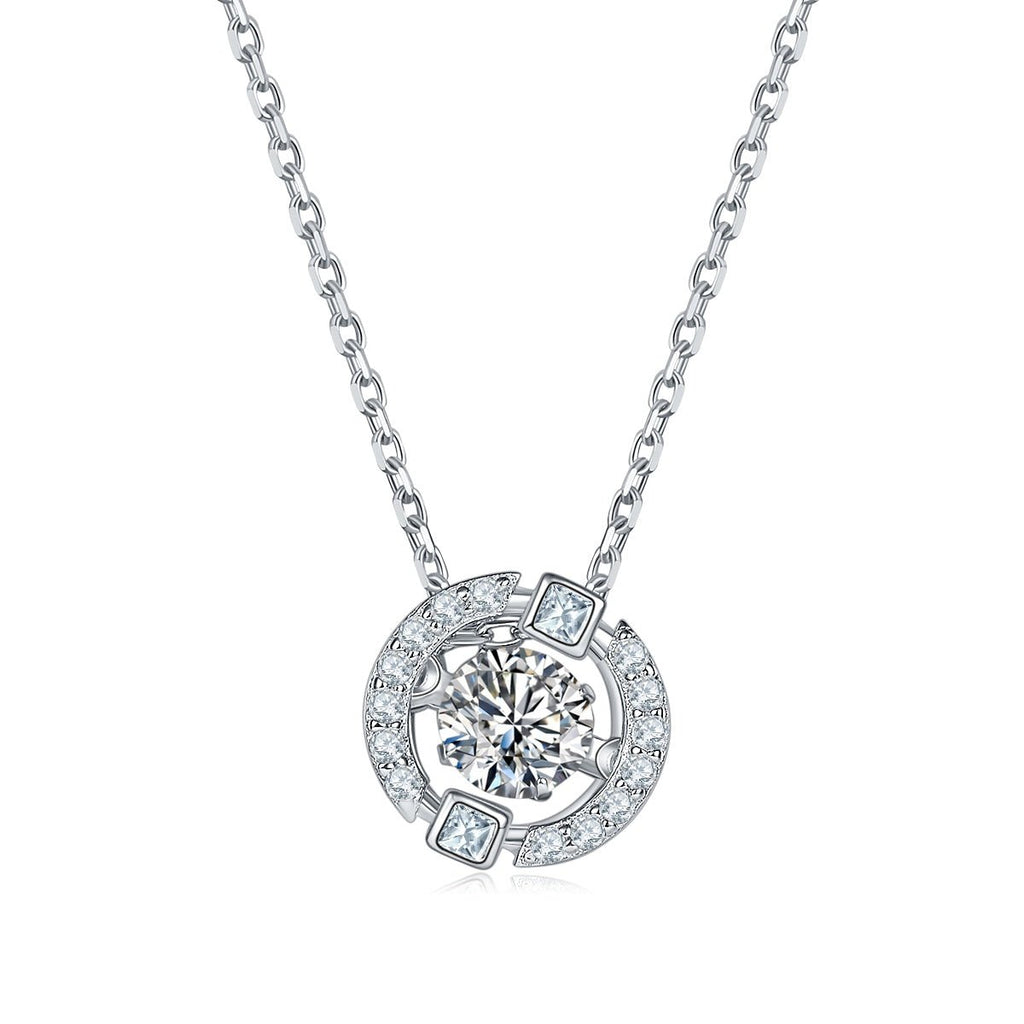 Collier S925 Argent Sterling 0,5 ct Moissanite D Couleur VVS1 Halo 45 cm - IVOIRART.COM