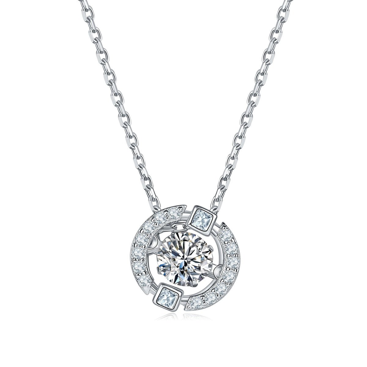 Collier S925 Argent Sterling 0,5 ct Moissanite D Couleur VVS1 Halo 45 cm - IVOIRART.COM