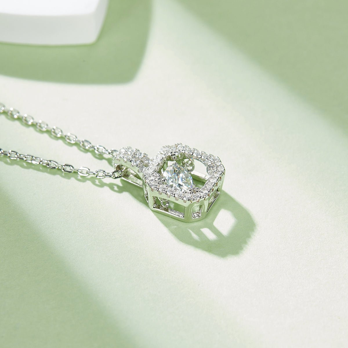 Collier S925 Argent Sterling avec Moissanite 0,5 ct D VVS1 Halo Carré 45cm Platine - IVOIRART.COM