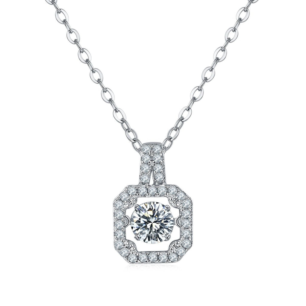 Collier S925 Argent Sterling avec Moissanite 0,5 ct D VVS1 Halo Carré 45cm Platine - IVOIRART.COM