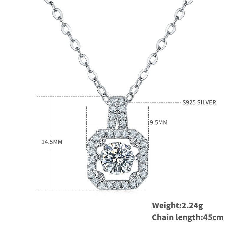 Collier S925 Argent Sterling avec Moissanite 0,5 ct D VVS1 Halo Carré 45cm Platine - IVOIRART.COM