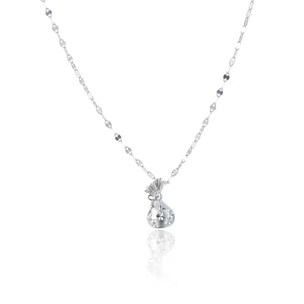 Collier Sac d’Argent Chanceux Creux en Argent 999, Élégant et Délicat, Parfait Cadeau d’Anniversaire - IVOIRART.COM