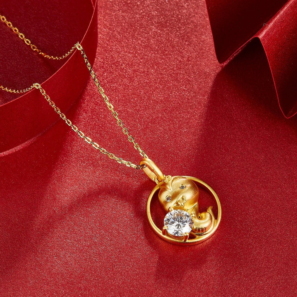 Collier Serpent du zodiaque chinois en argent sterling S925 plaqué or, Moissanite 1ct D Couleur VVS1, 5,4g, cadeau Benmingnian certifié GRA - IVOIRART.COM