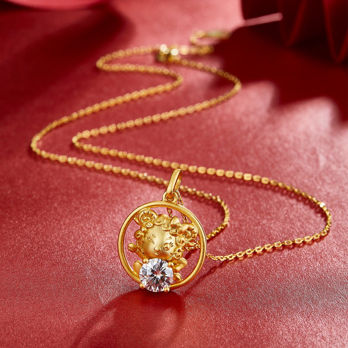 Collier Signe du Zodiaque Chinois Chèvre en Argent Sterling S925 Plaqué Or 1ct Moissanite D VVS1 4,5g Cadeau Benmingnian Certifié GRA Boîte Cadeau - IVOIRART.COM
