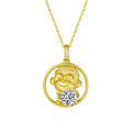 Collier Singe en Argent Sterling S925 Plaqué Or avec Moissanite 1ct D VVS1 - IVOIRART.COM