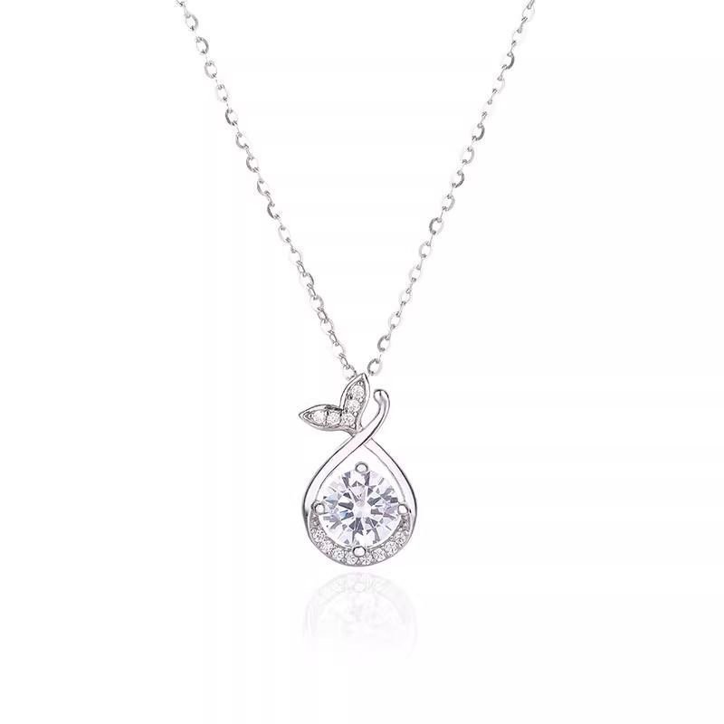 Collier Sirène Rond en Zircone en Argent Sterling 999, Style Raffiné et Luxueux - IVOIRART.COM