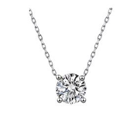 Collier Solitaire à 4 Griffes en Argent Sterling S925 avec Zircone Cubique 5A - IVOIRART.COM