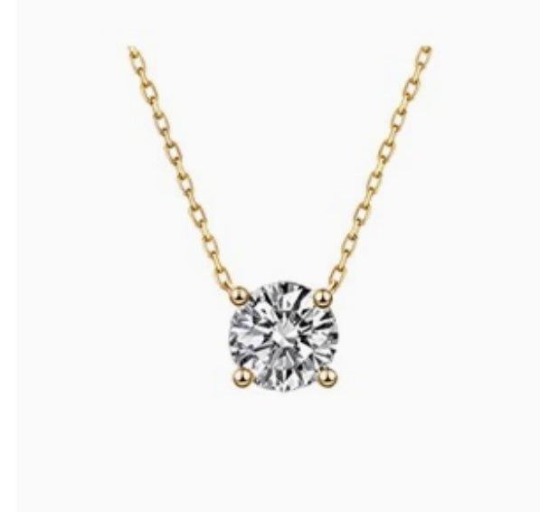 Collier Solitaire à 4 Griffes en Argent Sterling S925 avec Zircone Cubique 5A - IVOIRART.COM