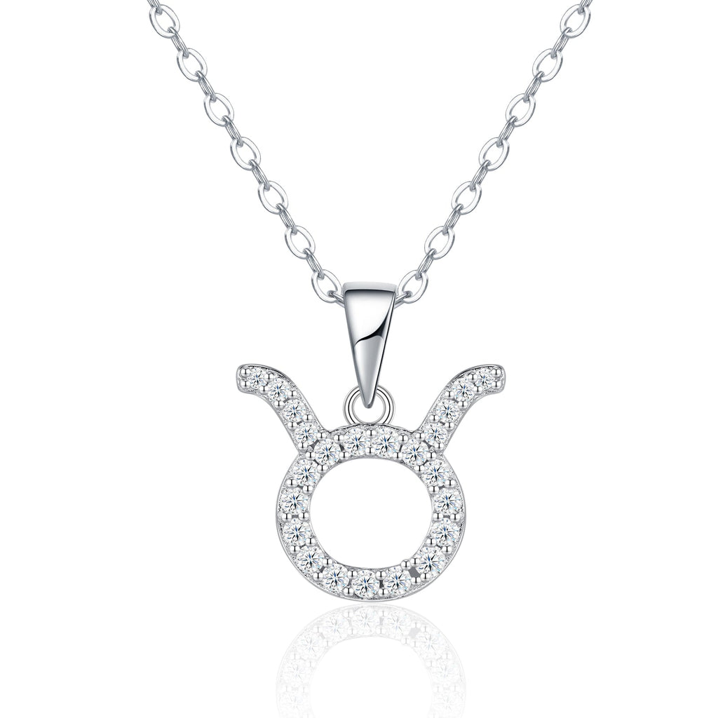 Collier Taureau en Argent 925 Sterling pour Femmes avec Moissanite VVS1 D, Poids 3,4g, Plaqué Platine, Bijou Astrologique avec Certificat GRA - IVOIRART.COM