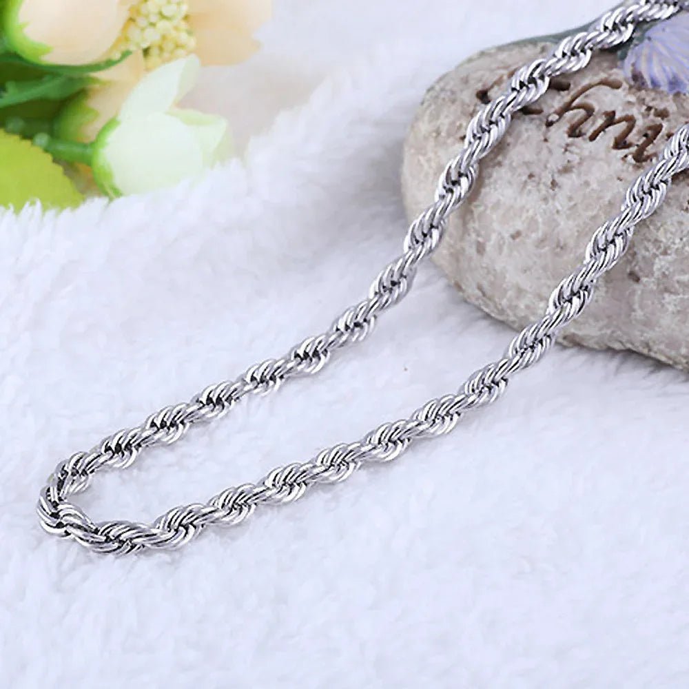 Collier torsadé en corde plaqué argent de 2MM - IVOIRART.COM