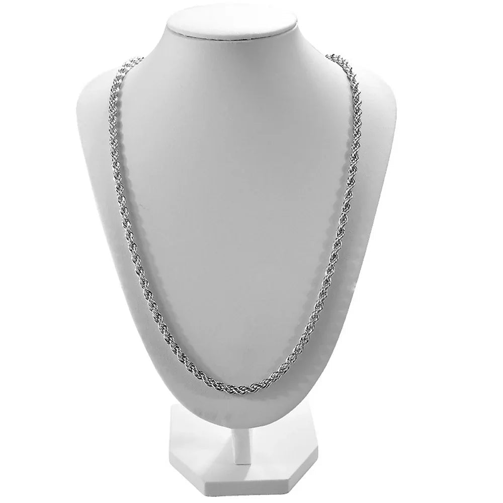 Collier torsadé en corde plaqué argent de 2MM - IVOIRART.COM