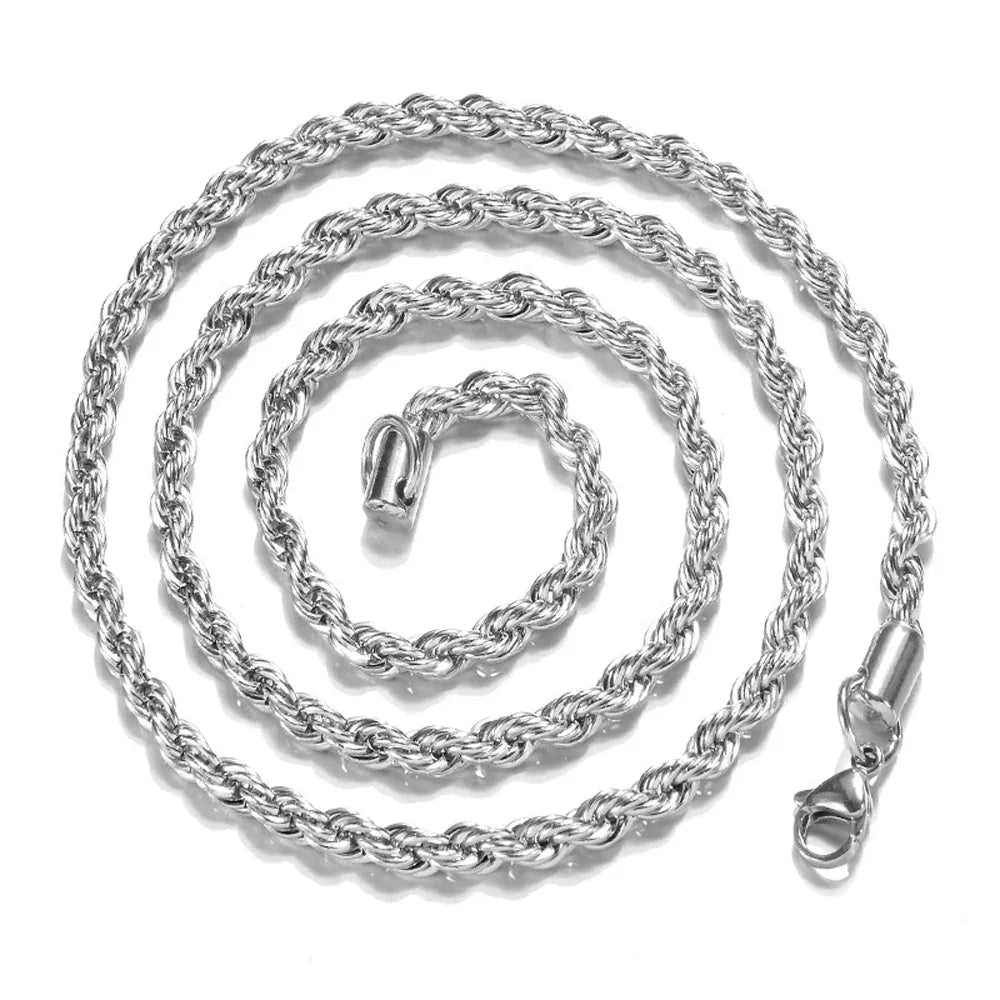Collier torsadé en corde plaqué argent de 2MM - IVOIRART.COM