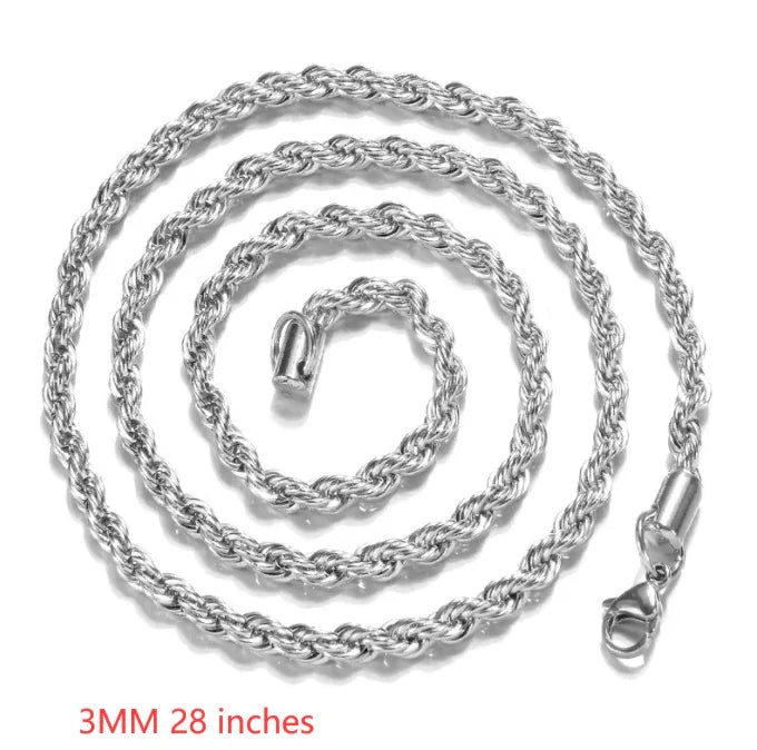 Collier torsadé en corde plaqué argent de 2MM - IVOIRART.COM