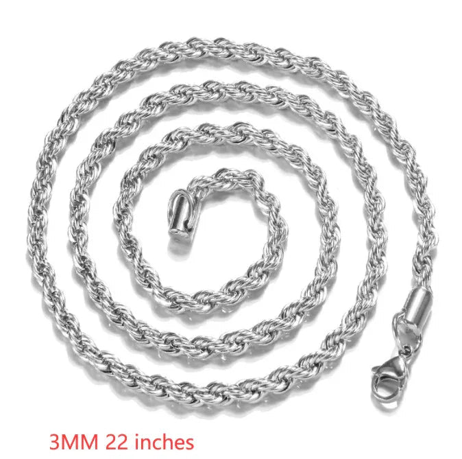Collier torsadé en corde plaqué argent de 2MM - IVOIRART.COM