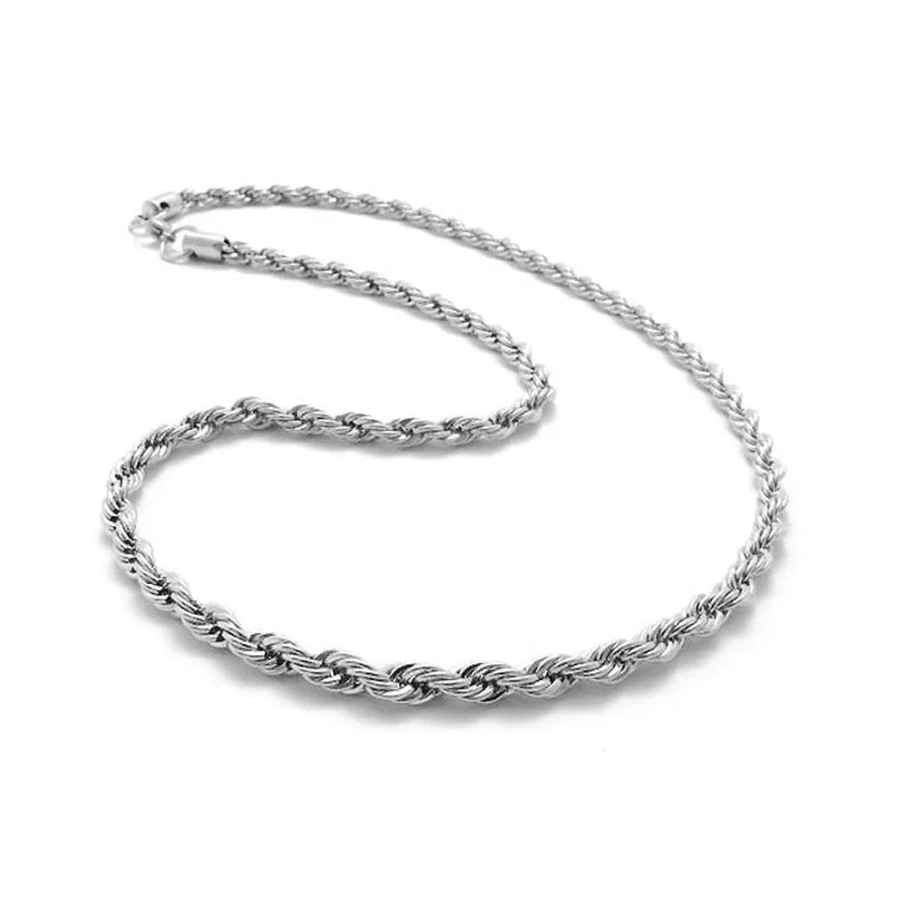 Collier torsadé en corde plaqué argent de 2MM - IVOIRART.COM