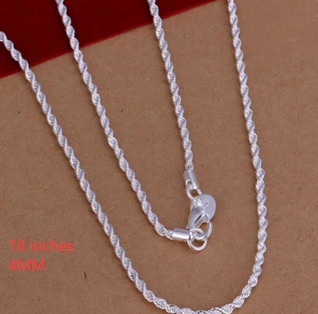 Collier torsadé en corde plaqué argent de 2MM - IVOIRART.COM