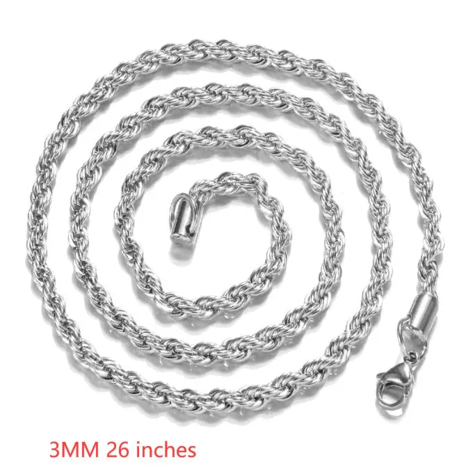 Collier torsadé en corde plaqué argent de 2MM - IVOIRART.COM