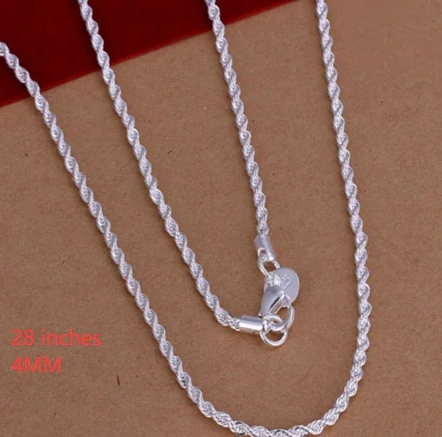 Collier torsadé en corde plaqué argent de 2MM - IVOIRART.COM