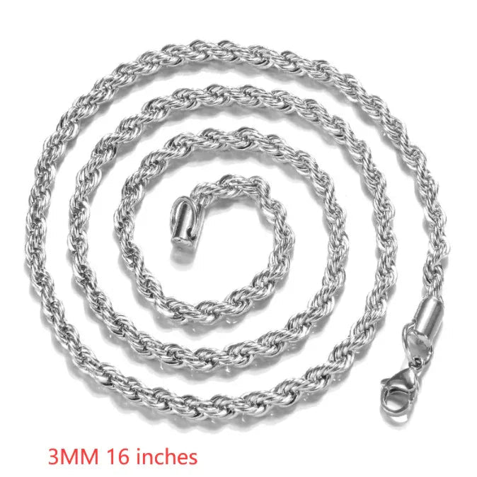Collier torsadé en corde plaqué argent de 2MM - IVOIRART.COM